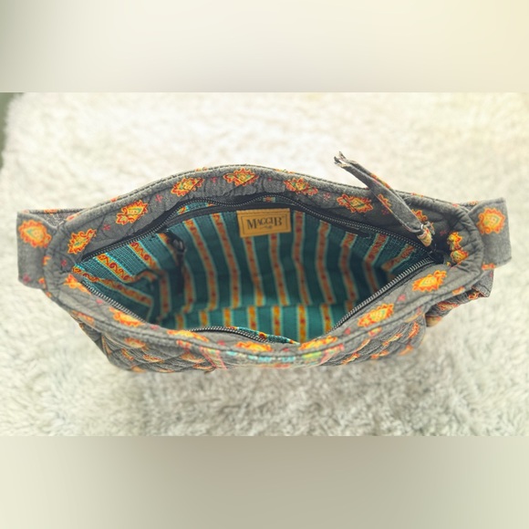 MaggiB GUC Small Black & Red Floral Quilted Fabric Shoulder/Hand Bag - Picture 7 of 9